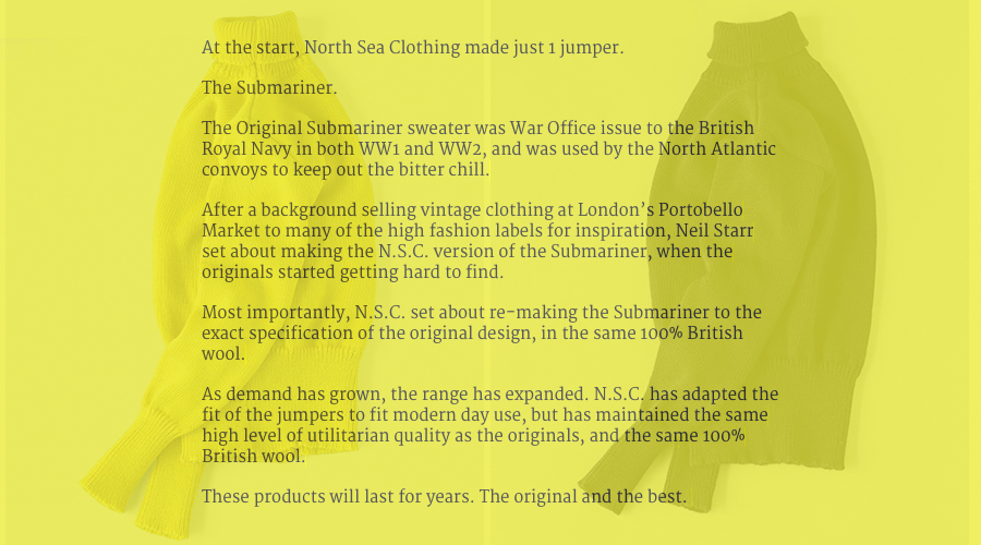 商品の入荷：North Sea Clothing （ロンドン）よりサブマリンセーター